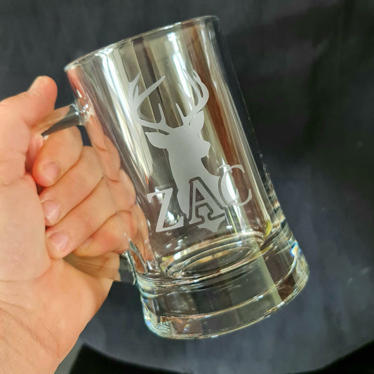 Custom Etched Glass Beer Mug