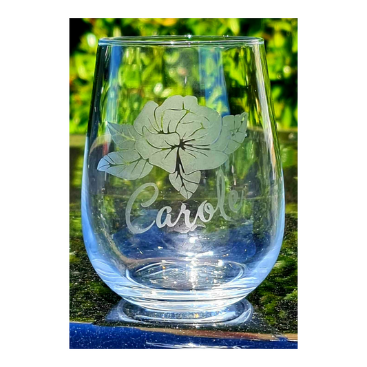 Custom Etched Stemless Wine Glass